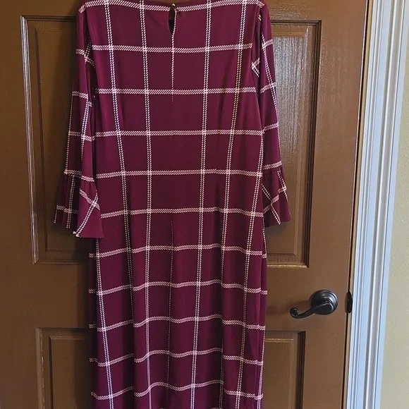Liz Claiborne-Burgundy squared print dress pollover Sz XL NWT. - Picture 7 of 10